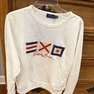 Ralph Lauren White Sweatshirt with Red and Blue Accents